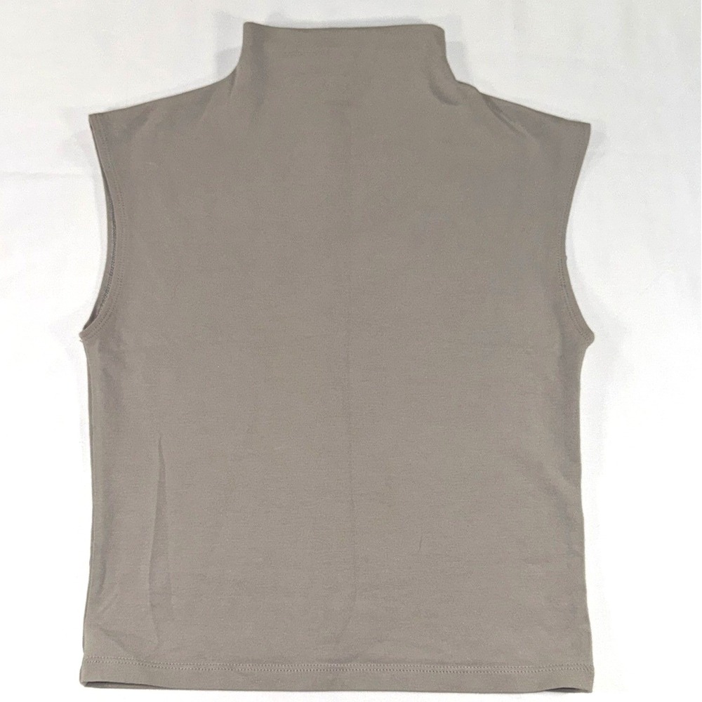 Madewell Womens Small Taupe Gray Sleeveless Mock Neck Top Stretch Basic Tank